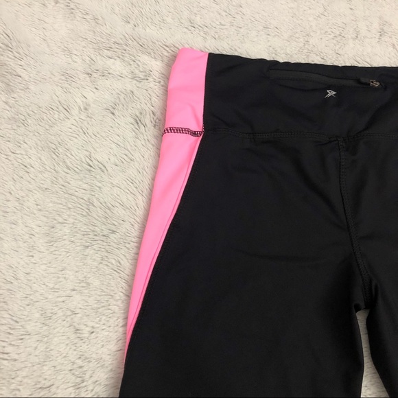 Black with Neon Pink Active Yoga Leggings - Picture 7 of 8